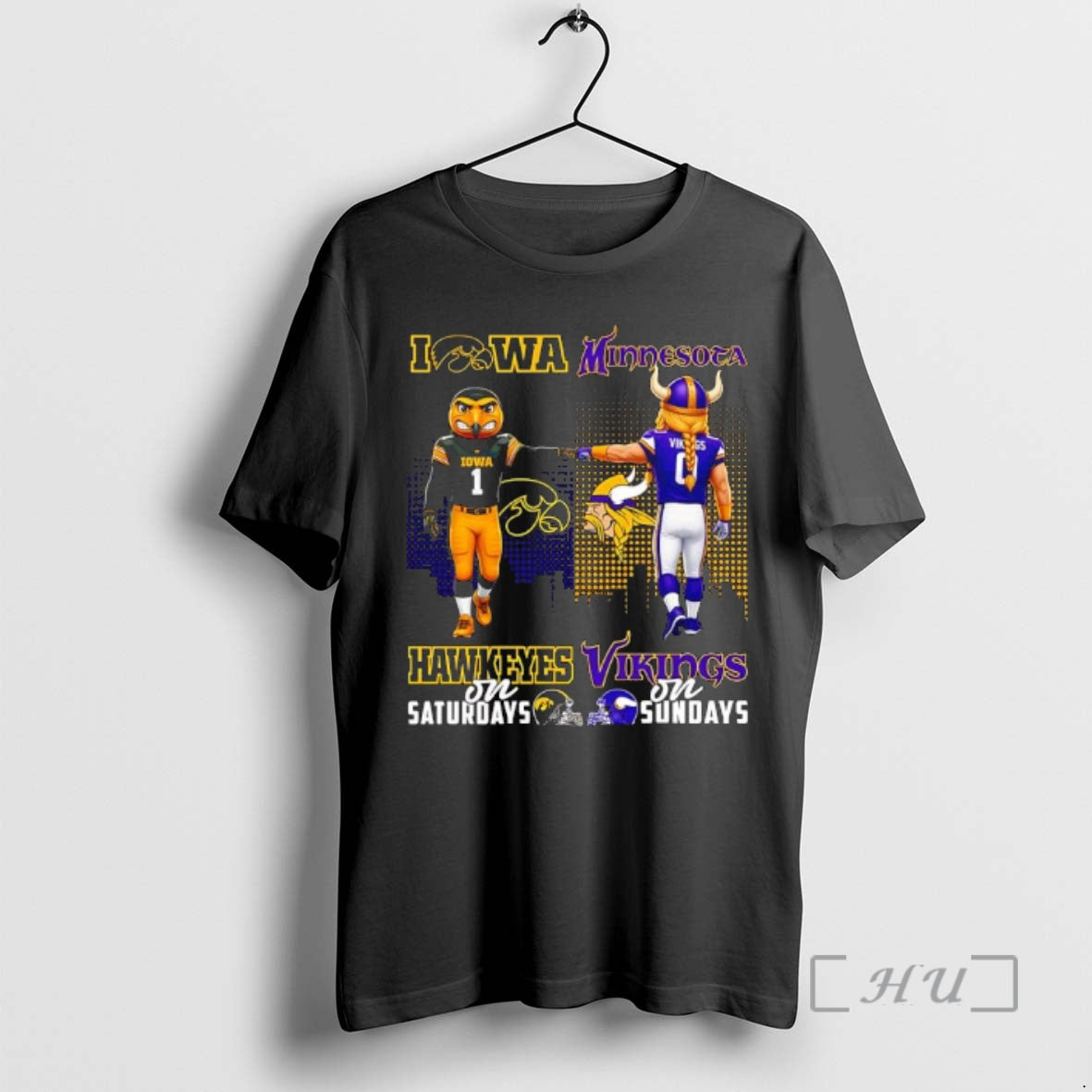 Officials The Iowa Hawkeyes On Saturdays And Minnesota Vikings On Sundays Mascots Logos Premium T-Shirts, Hoodie, Sweatshirt