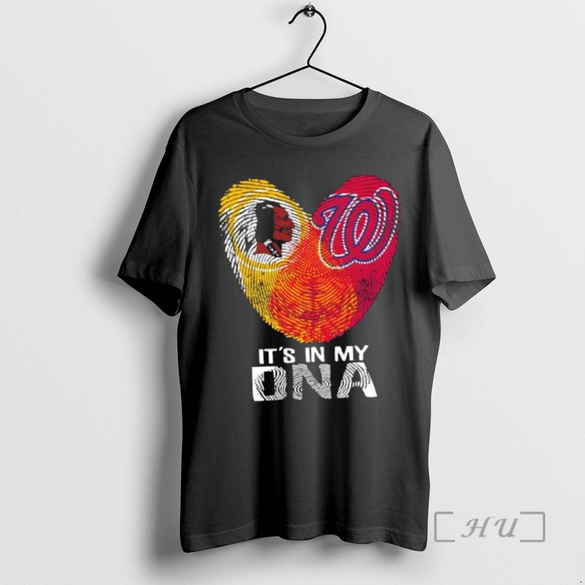 Officials Washington Sports Redskins X Nationals Its In My Dna Fingerprint Heart Premium T Shirts Hoodie, Sweatshirt
