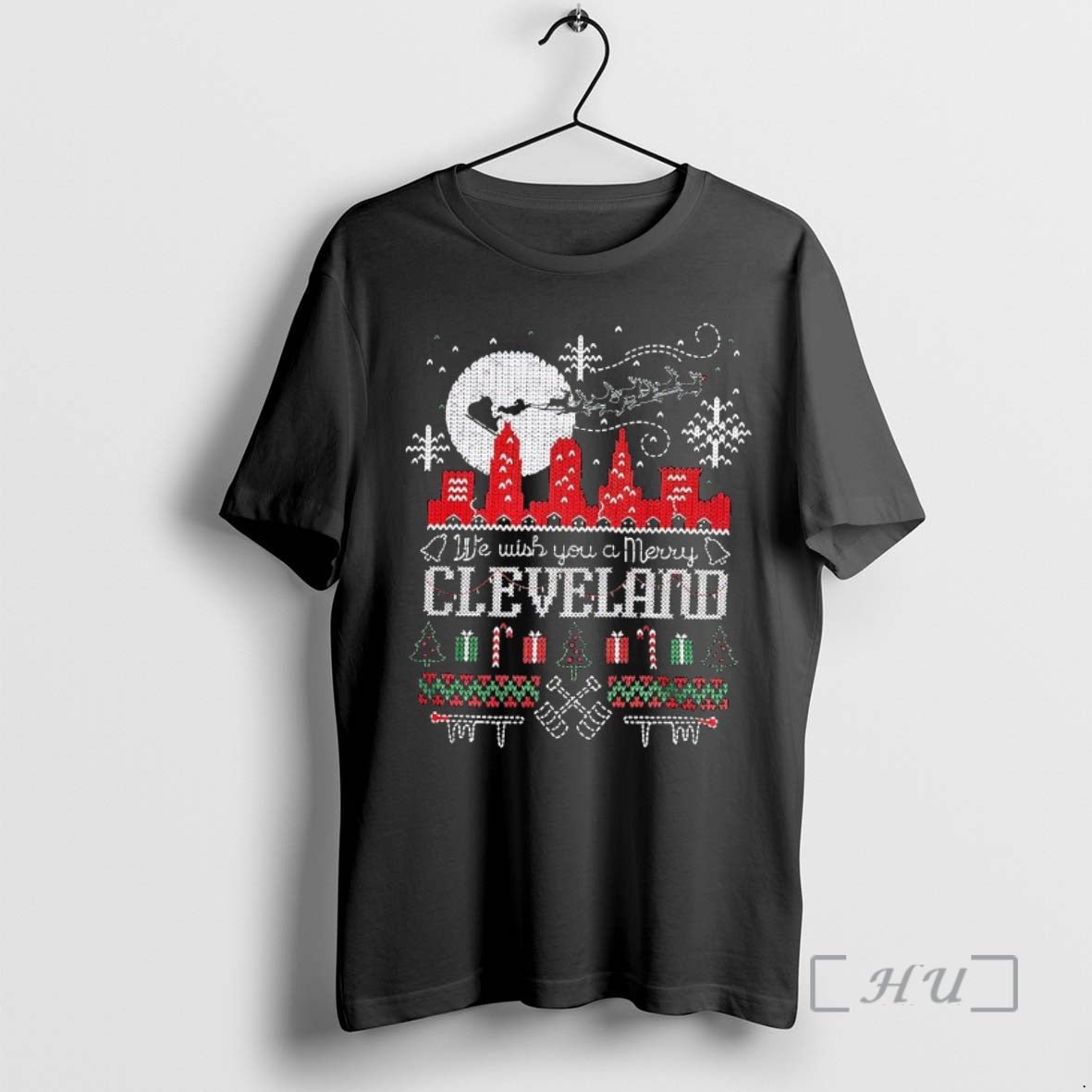 Officials We Wish You A Merry Cleveland Skyline Ugly Christmas T-Shirts, Hoodie, Sweatshirt | HypeCrazeTee.com