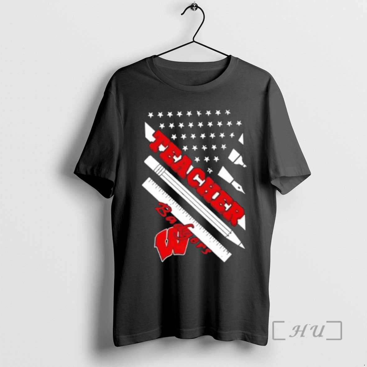 Officials Wisconsin Badgers X Teacher American Flag T-Shirts, Hoodie, Sweatshirt | HypeCrazeTee.com