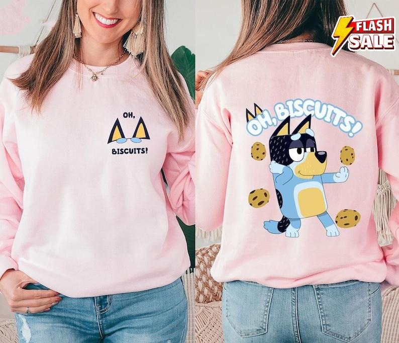 Oh Biscuits Bluey Shirt | Bandit Biscuits Shirt | Bluey Characters Shirt | Two-Sided Bluey Shirt | Bluey Bandit Shirt...