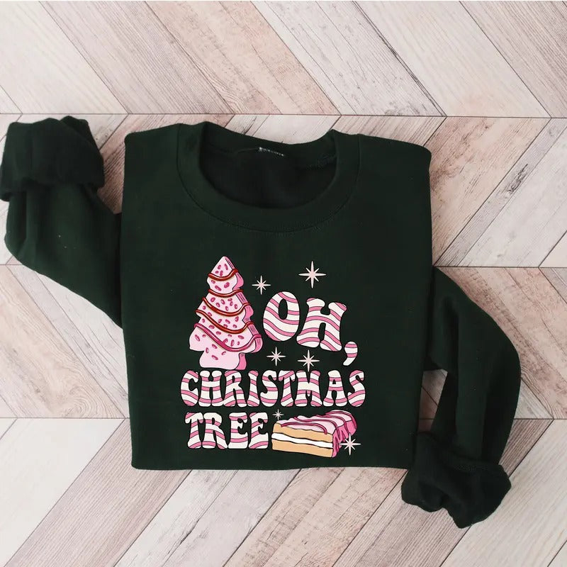 Oh Christmas Tree Sweatshirt, Christmas Sweater, Funny Christmas Crewneck, Retro Christmas Cake Shirt, Christmas Tshirt,...