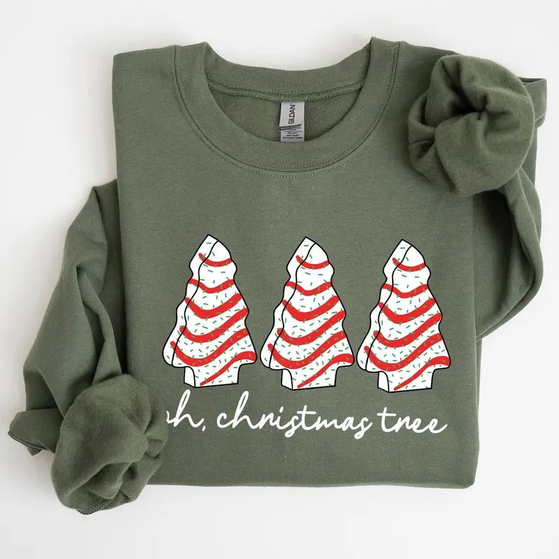 Oh Christmas Tree, Cakes, Winter, Snacks, Santa, Snow, Xmas Sweatshirt, Women's Crew Neck, Crewneck T-Shirts, Hoodie