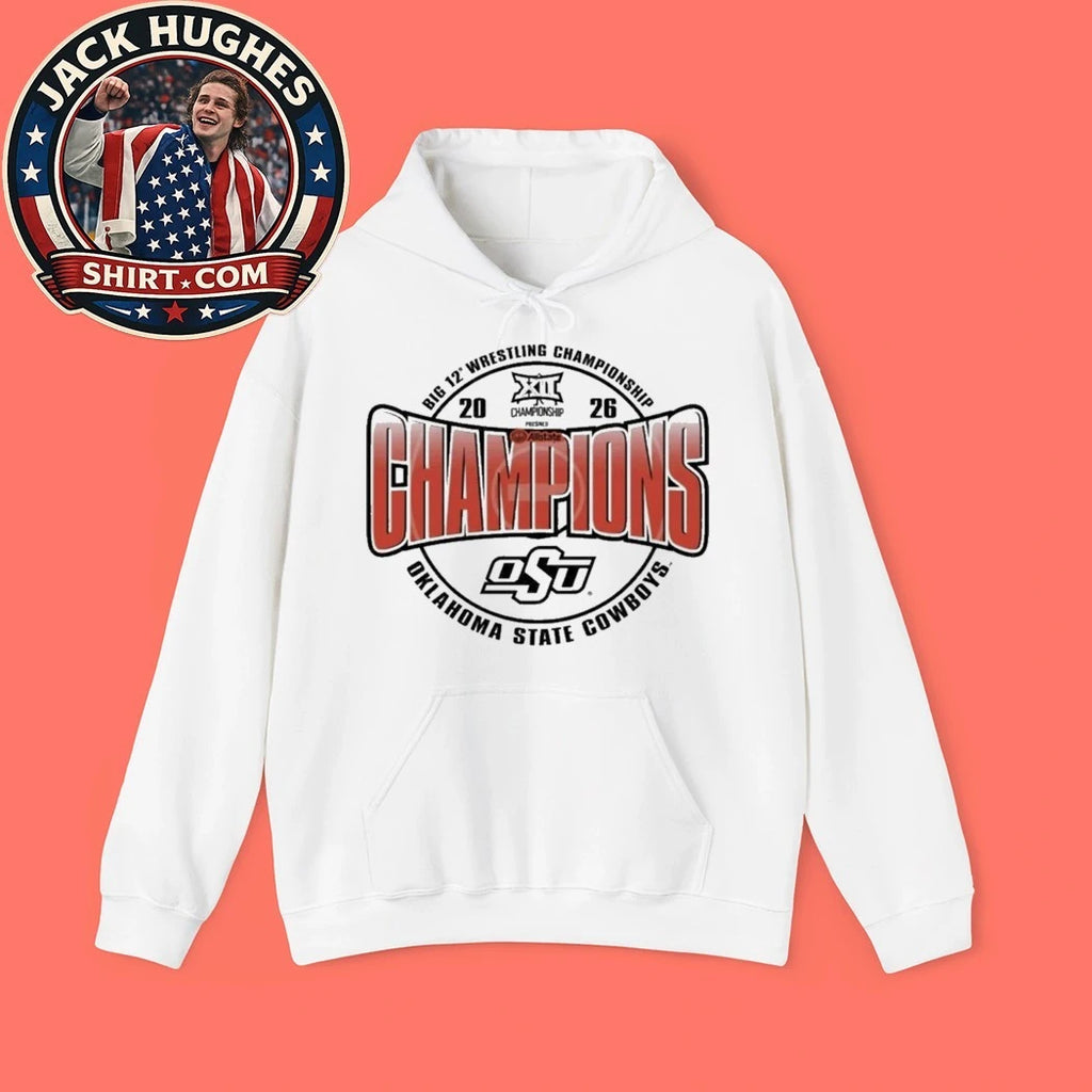 Oklahoma State Cowboys Orange Blue 84 2026 Big 12 Wrestling Champions Logo T-Shirt