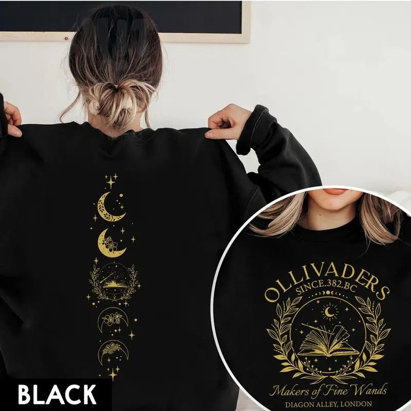 OlIivanders Wand Shop Sweatshirt, Wizard Book Shop Sweatshirt, Wizard Sweatshirt, HP Fan Gift, Potterhead Gift, Book Nerd...
