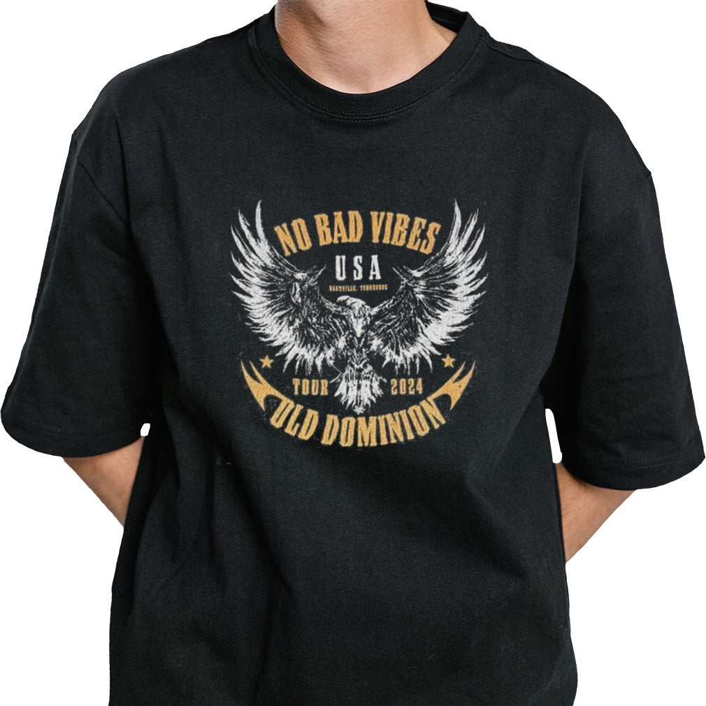 Old Dominion No Bad Vibes Moto USA Nashville, Tennessee Eagle Tour 2024 T-shirt