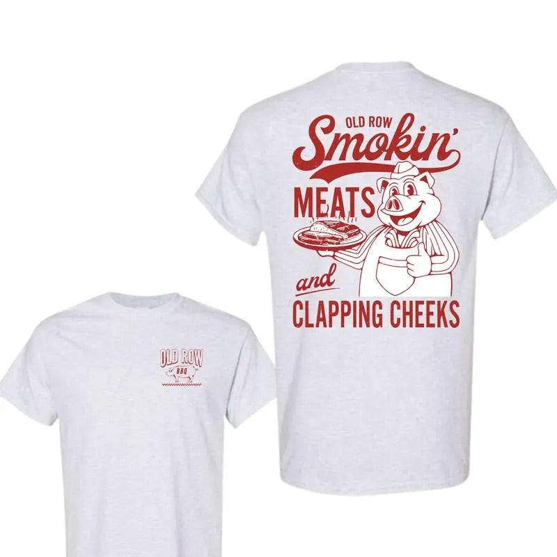 Old Row The Smokin' Meats Shirt, Unisex Classic Cotton Tee with 2 Sided Graphic Print in All Sizes, For Women Hoodie,...