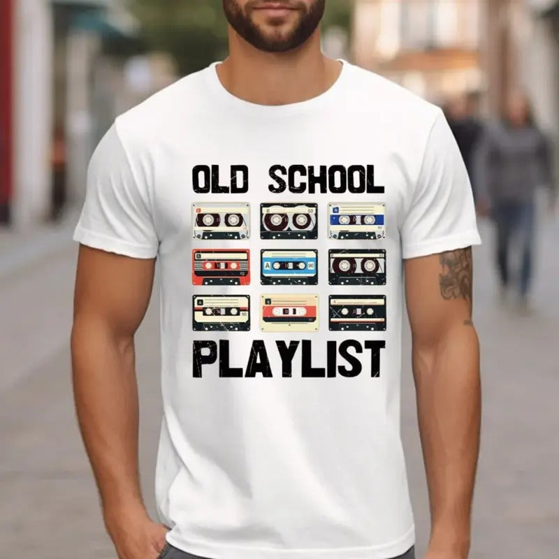 Old School Playlist Shirt, Retro 90s Music Party, Music Mix Tape Cassette Player Shirt, Unisex Short Sleeve Tee Hoodie,...