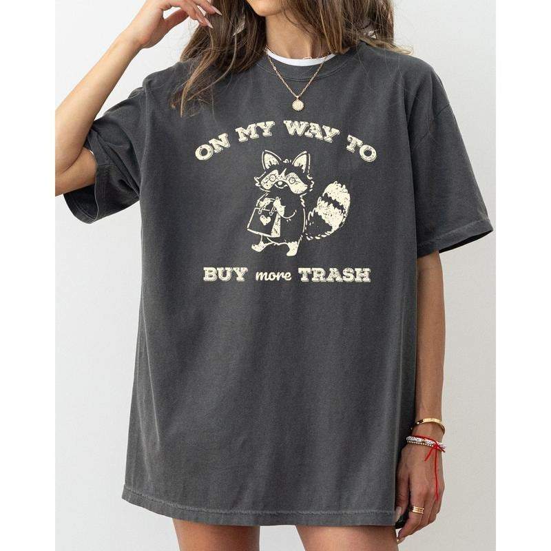 On My Way To Buy More Trash, Raccoon, Shopping, Funny, Aesthetic, Humorous Tshirt, Women's Comfort Color Tee, Tshirt...