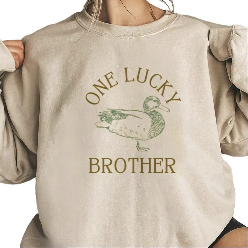 One Lucky Brother One Lucky Duck Birthday Brother Shirt Little Brother Duck Birthday Sweatshirts Unisex Cotton Womenswear...
