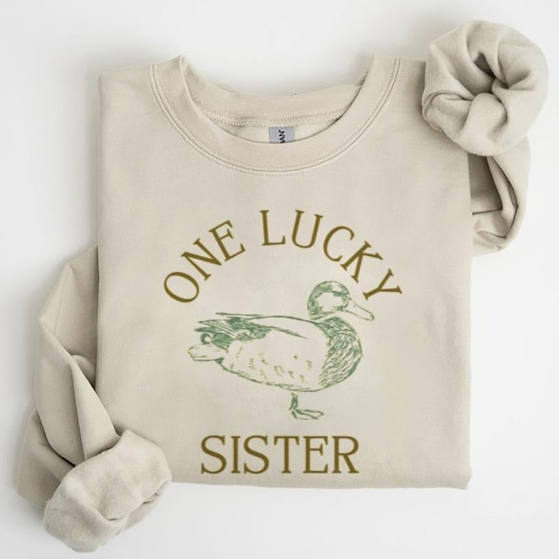 One Lucky Sister One Lucky Duck Birthday Sweatshirt Big Sister Lucky Duck Hoodie T-Shirts | HypeCrazeTee.com