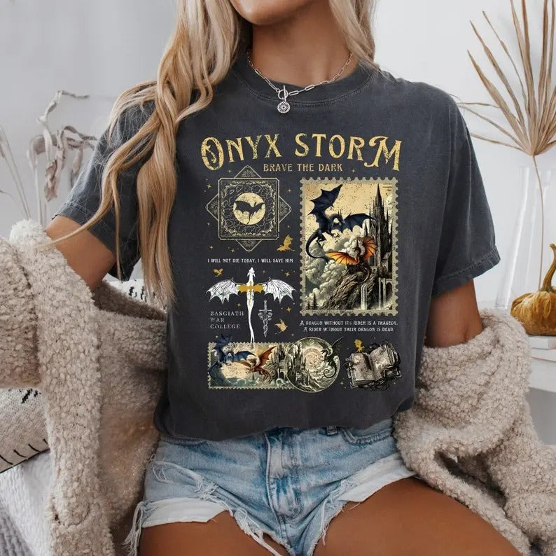 Onyx Storm Shirt, Fourth Wing Series T-tshirt, Violet Sorrengail Shirt, Basgiath War Collegee, Dragon Rider,...
