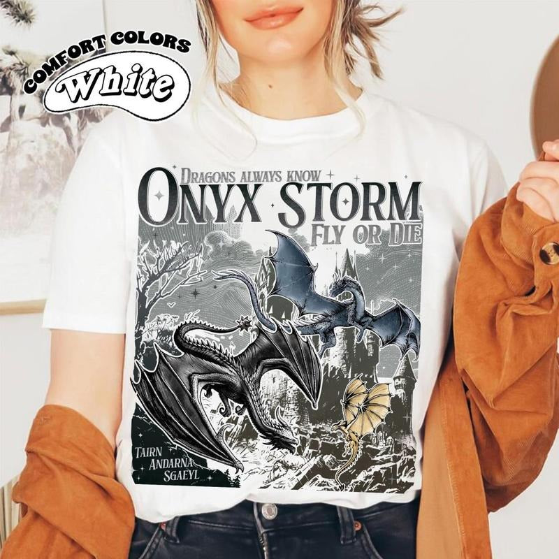 Onyx Storm T-Shirt | Fourth Wing Series Shirt | Dragon Rider | Bookish Tee Gift For Book Lover | Fantasy Book, Gildan...