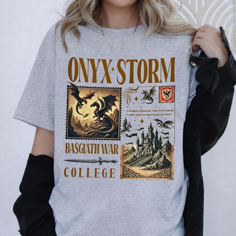 Onyx Storm T-Shirt Fourth Wing Series Shirt , Dragon Rider, Bookish Tee Gift For Book Lover, Fantasy Book Tairn Andarna,...
