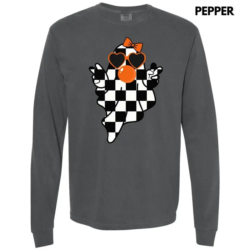 Orange & Black Bubblegum Ghoul Long Sleeve Comfort Colors T-Shirt 'NLB' Hoodie, Sweatshirt | HypeCrazeTee.com