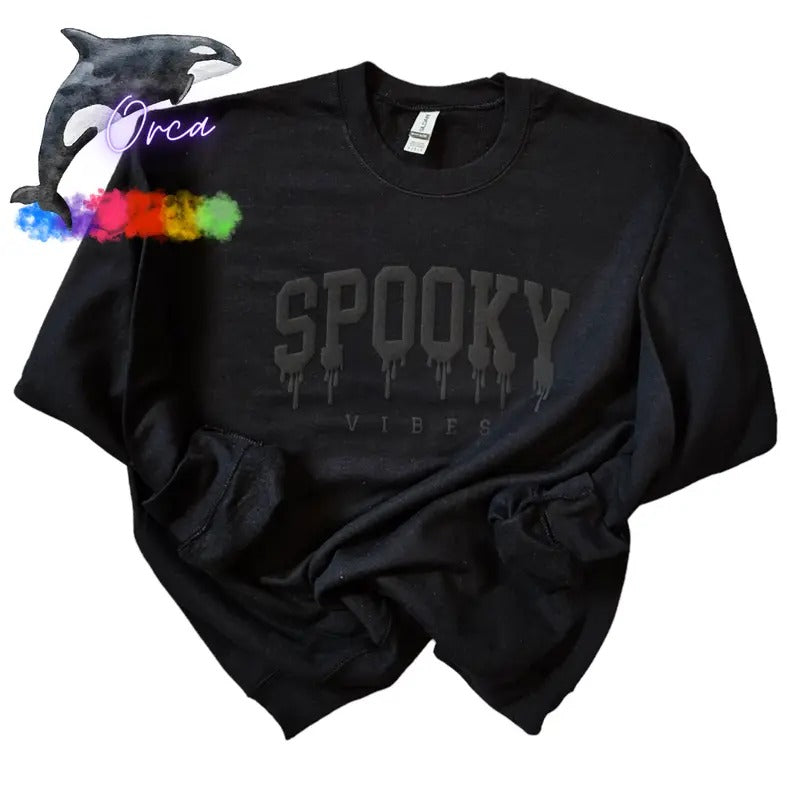 Orca ~ "SPOOKY" Puff Unisex Sweatshirts ~ Halloween ~ Pullover T-Shirts, Hoodie | HypeCrazeTee.com
