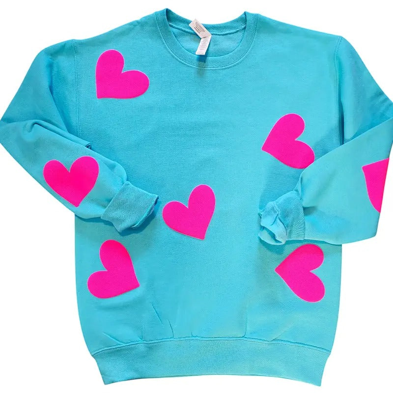Orca ~ HEARTS Unisex Sweatshirts with Puff ~ Small - 4XL Crewneck Casual Womenswear  Comfortable Fit Cute T-Shirts, Hoodie
