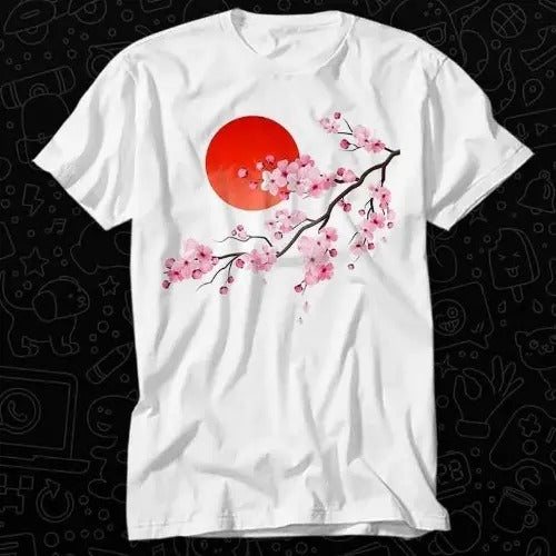 Oriental Japanese Cherry Blossom Tree T Shirt Gift For Womens Mens Unisex Top Adult Tee Vintage Music Best Movie Made in...