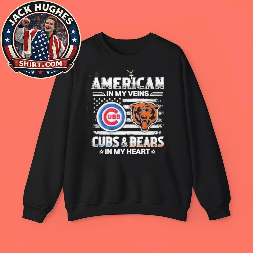 Original American In My Veins Cubs And Bears In My Heart Chicago Sports Shirt