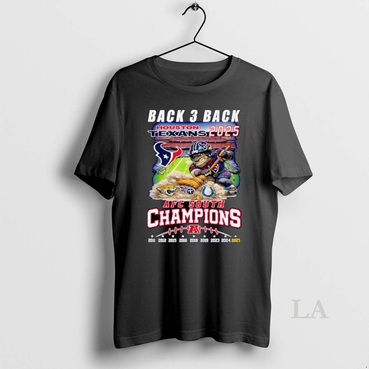Original Back 3 Back Houston Texans 2025 Afc South Champions Mascot T-Shirts, Hoodie, Sweatshirt | HypeCrazeTee.com