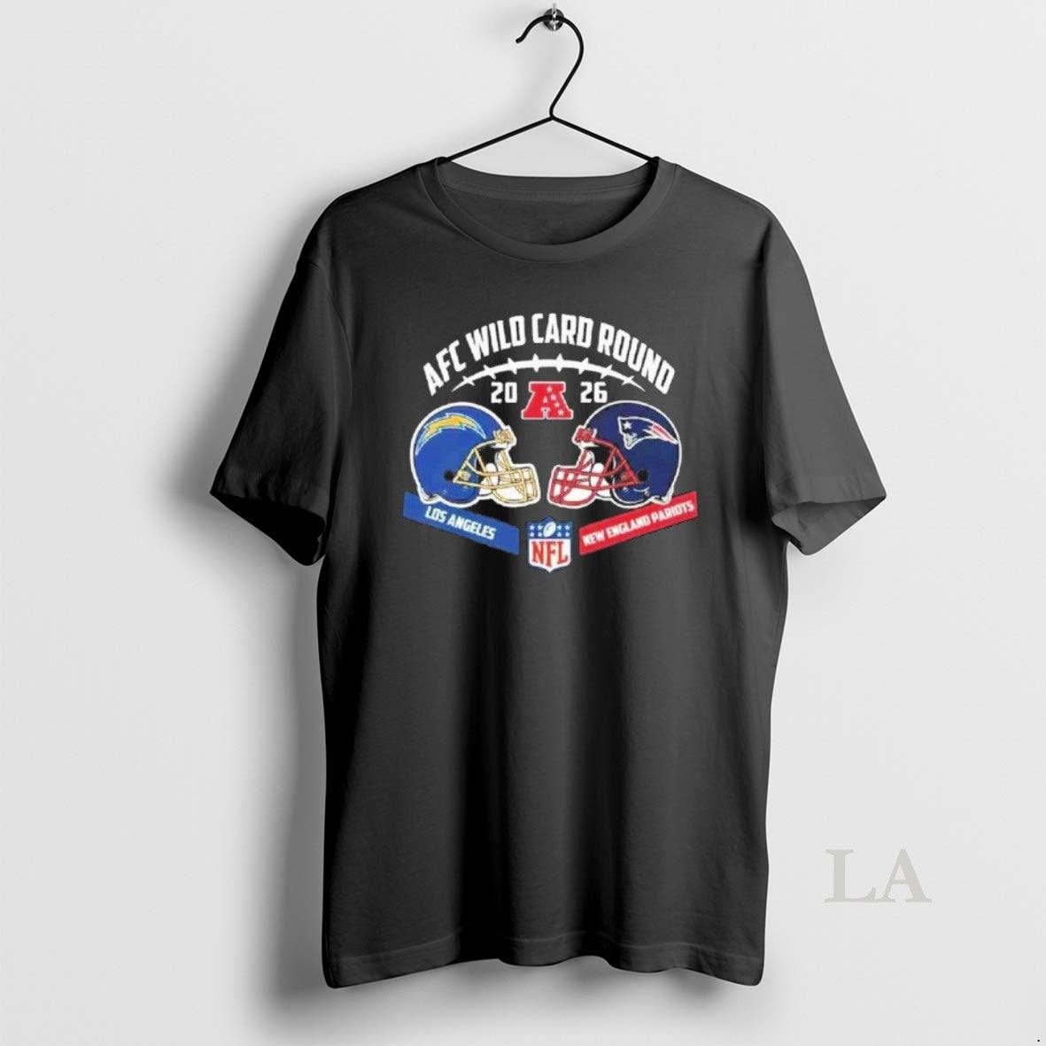 Original Chargers Vs Patriots 2026 Afc Wild Card Round Helmet Matchup T-Shirts, Hoodie, Sweatshirt | HypeCrazeTee.com