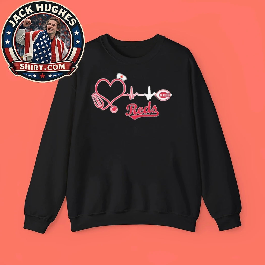 Original Cincinnati Reds Nurse Heartbeat Stethoscope Baseball Fan Shirt