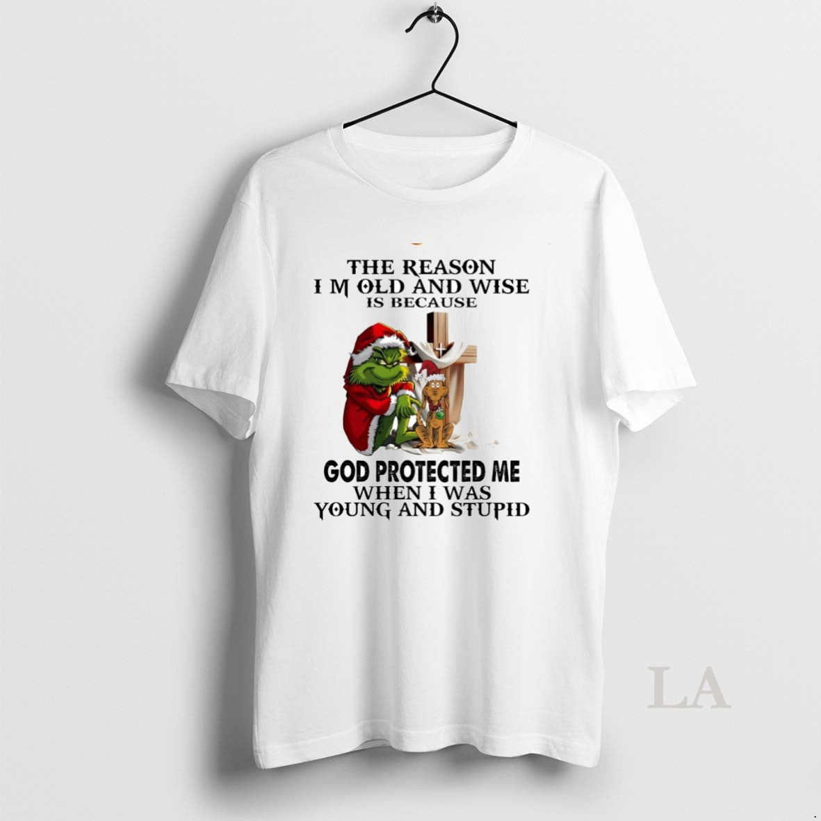 Original Grinch And Max Dog God Protected Me When I Was Young And Stupid Circle T-Shirts, Hoodie, Sweatshirt