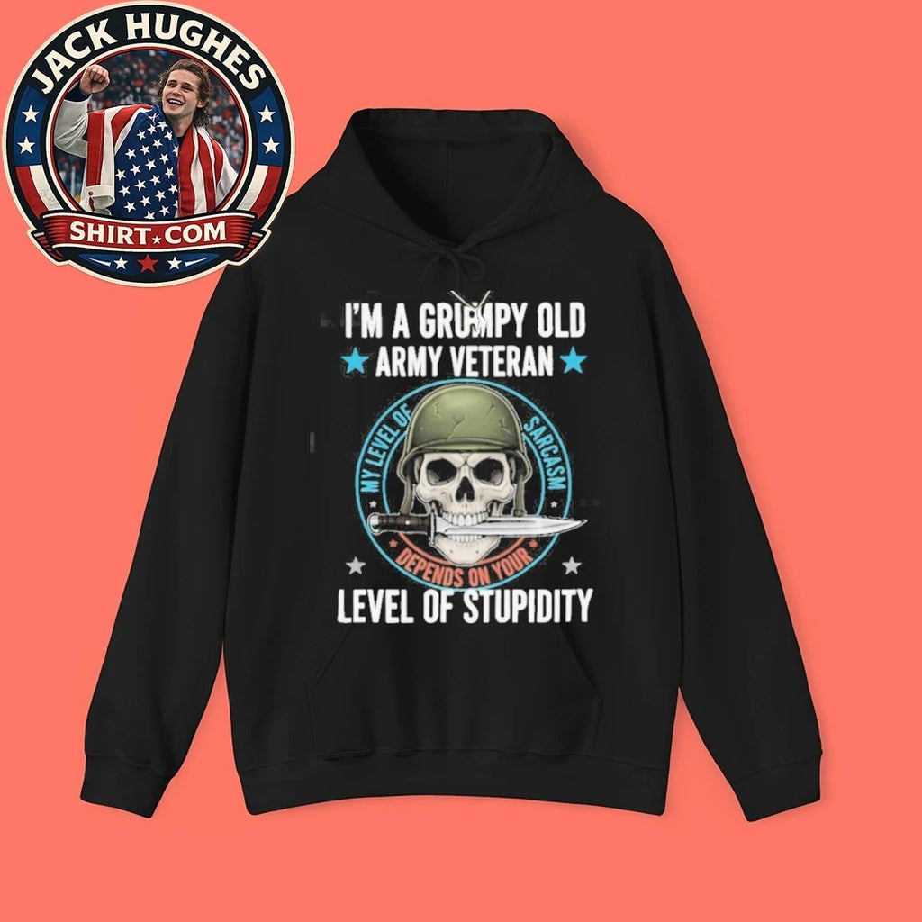 Original Grumpy Old Army Veteran Sarcasm Level Skull Shirt