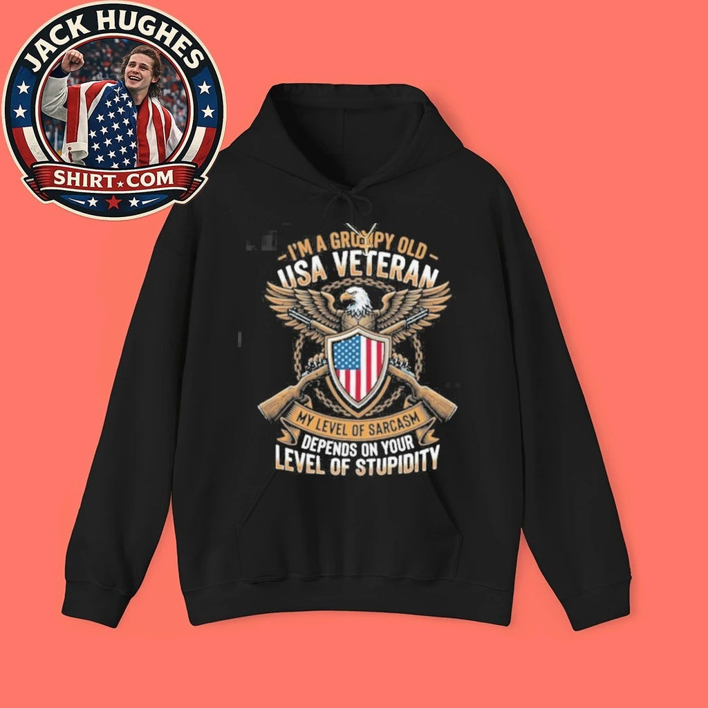 Original Grumpy Old Usa Veteran Sarcasm Level American Eagle Shirt