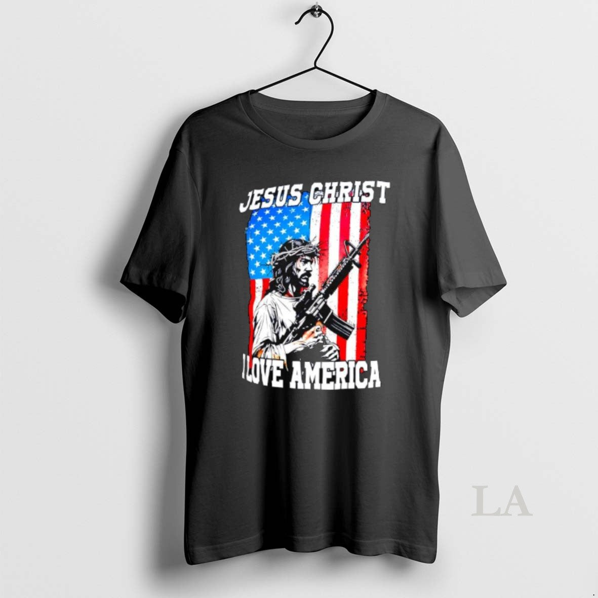 Original Jesus Christ I Love America Rifle American Flag Graphic T-Shirts, Hoodie, Sweatshirt | HypeCrazeTee.com