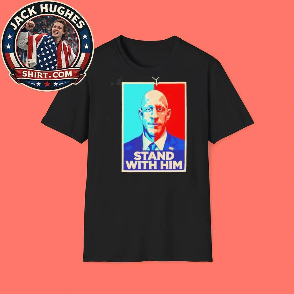 Original Stand With Him Political Portrait Blue And Red Style Shirt