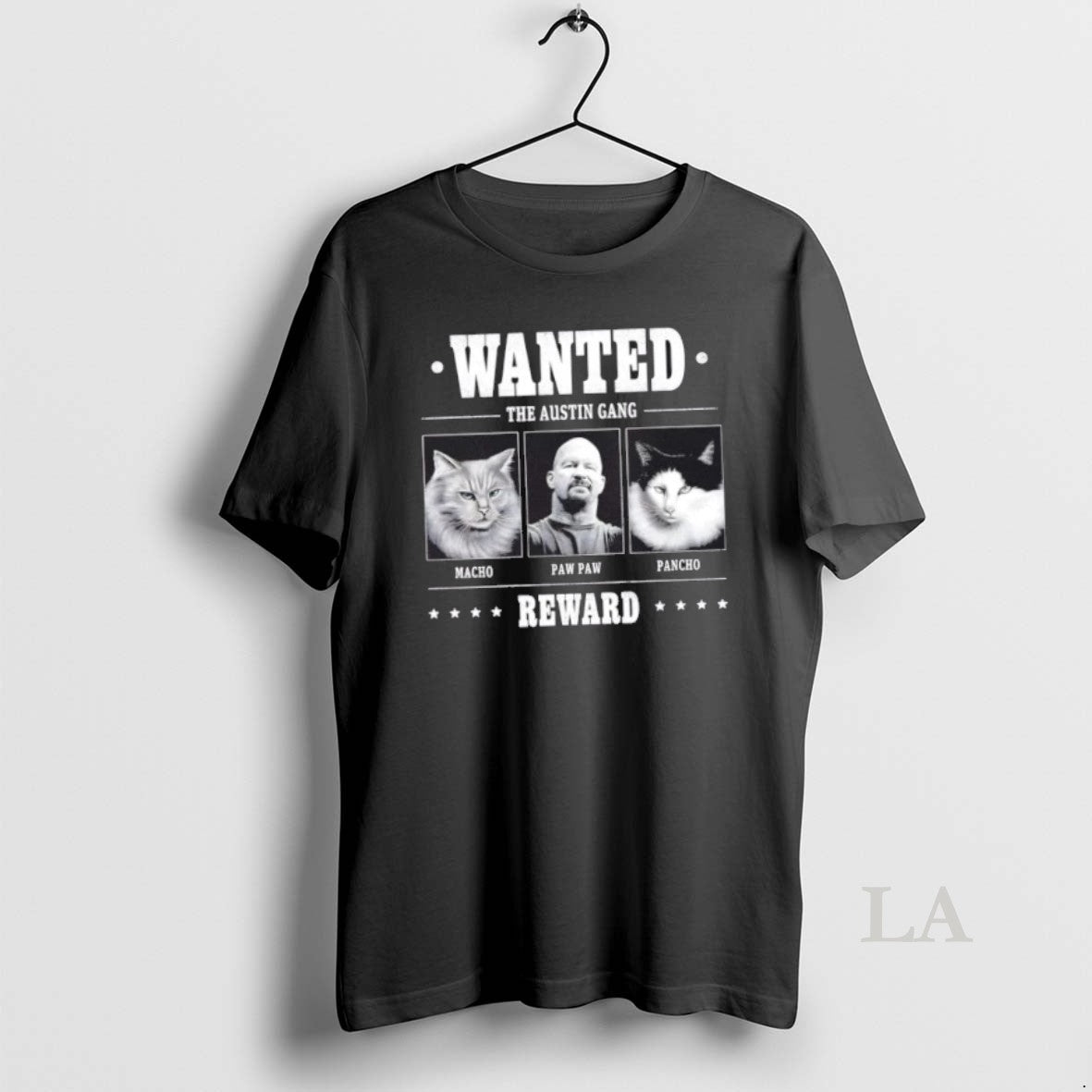 Original Wanted The Austin Gang Macho Paw Paw Pancho Reward T-Shirts, Hoodie, Sweatshirt | HypeCrazeTee.com