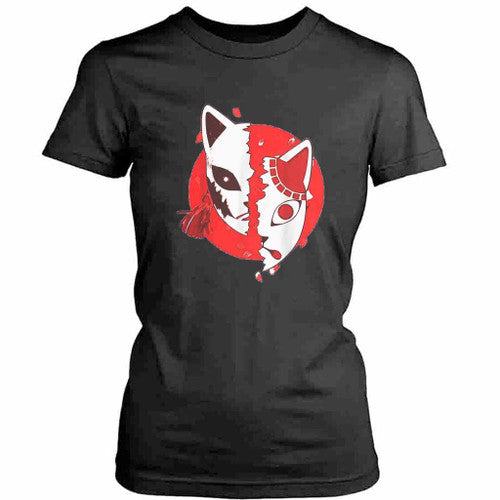 Otaku Is Kitsune Anime Mask Womens T-Shirt Tee