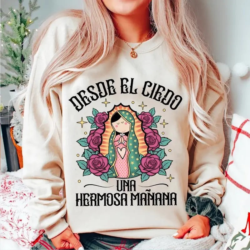 Our Lady Of Guadalupe Tshirt Sweatshirt, Nuestra SeÑOra De Guadalupe Shirt, It's Abuelita And Pan Dulce Season, Unisex...