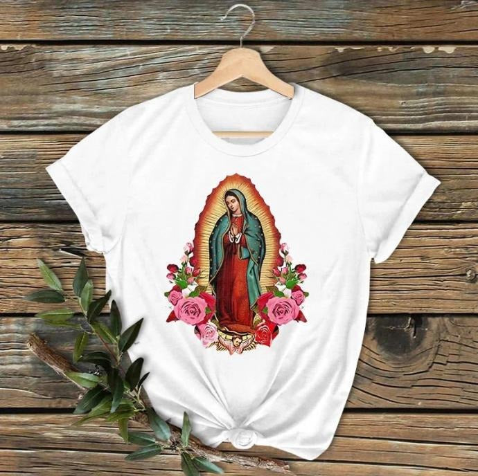 Our Lady of Guadalupe T-Shirt, Christian Graphic Jesus T-Shirt, Unique Gift, womens jesus shirts salvation Lover Print...