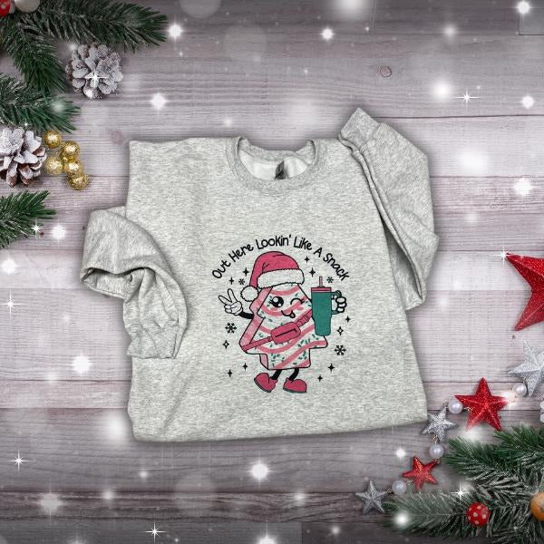 Out Here Looking Like A Snack Girly Christmas Sweater-Tshirt-Longsleeve Hoodie, Sweatshirt | HypeCrazeTee.com