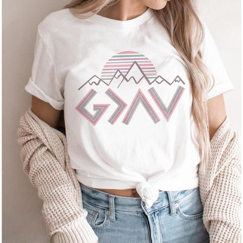 Outdoor - inspired and Fashion - forward T - Shirt: Make a Statement with a Mountain - and - Sun Motif