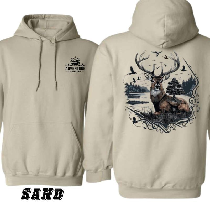 Outdoors Deer Hunting Adventure Two-sided Hoodie, Majestic Deer, Hunting Lovers, Outdoor Outfits, Hunting Shirt Sweatshirt