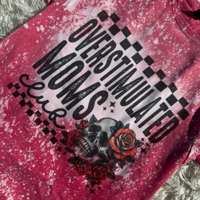 Overstimulated Moms Club Skellie Roses Bleached Shirt Gildan T-Shirts, Hoodie, Sweatshirt