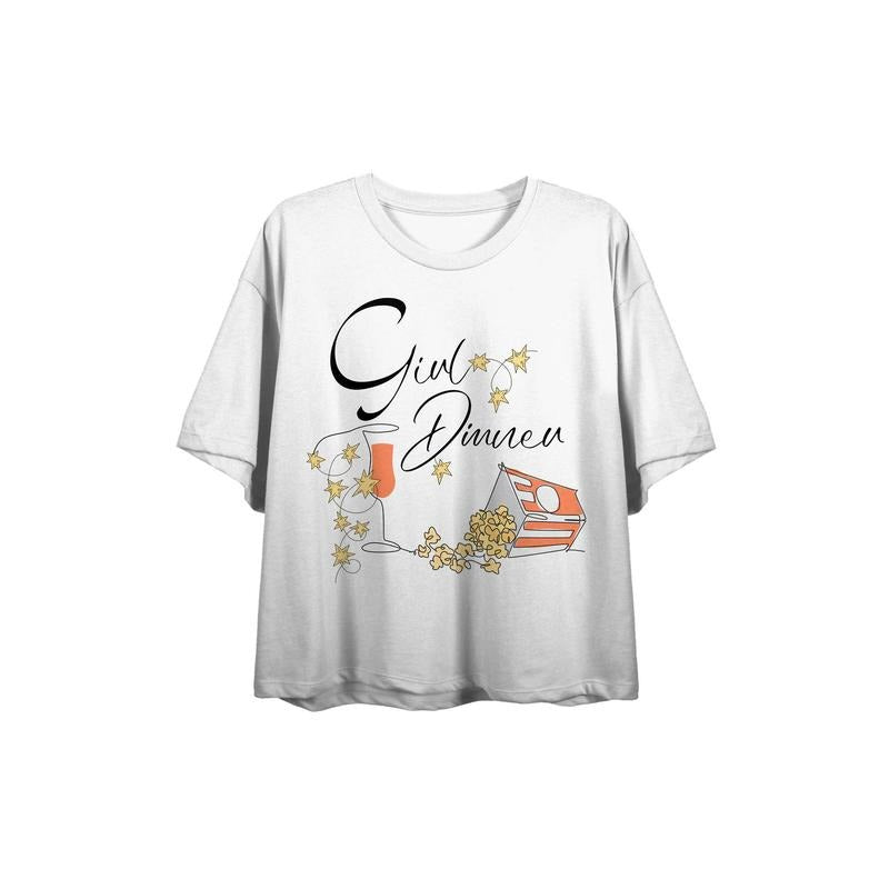 PacSun Women's Girl Dinner Popcorn & Wine Cropped T-Shirt Hoodie, Sweatshirt | HypeCrazeTee.com