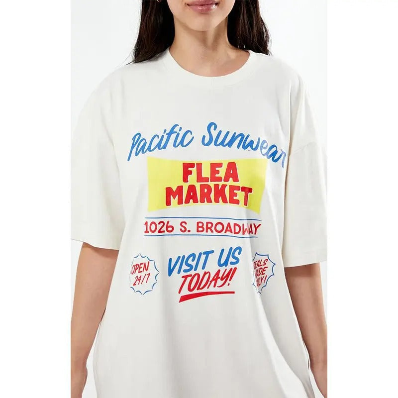 PacSun Women's Pacific Sunwear Flea Market Oversized T-Shirt Hoodie, Sweatshirt | HypeCrazeTee.com