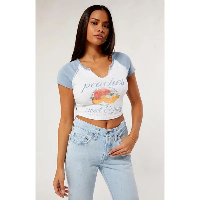 PacSun Women's Peaches Raglan T-Shirt Hoodie, Sweatshirt | HypeCrazeTee.com