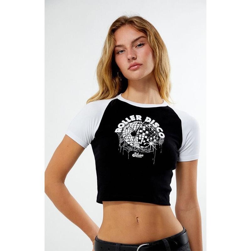 PacSun Women's Roller Disco Raglan Baby T-Shirt Hoodie, Sweatshirt | HypeCrazeTee.com