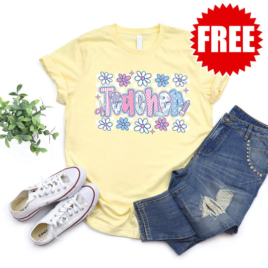 Teacher Tee - Heather Pale Yellow - 0