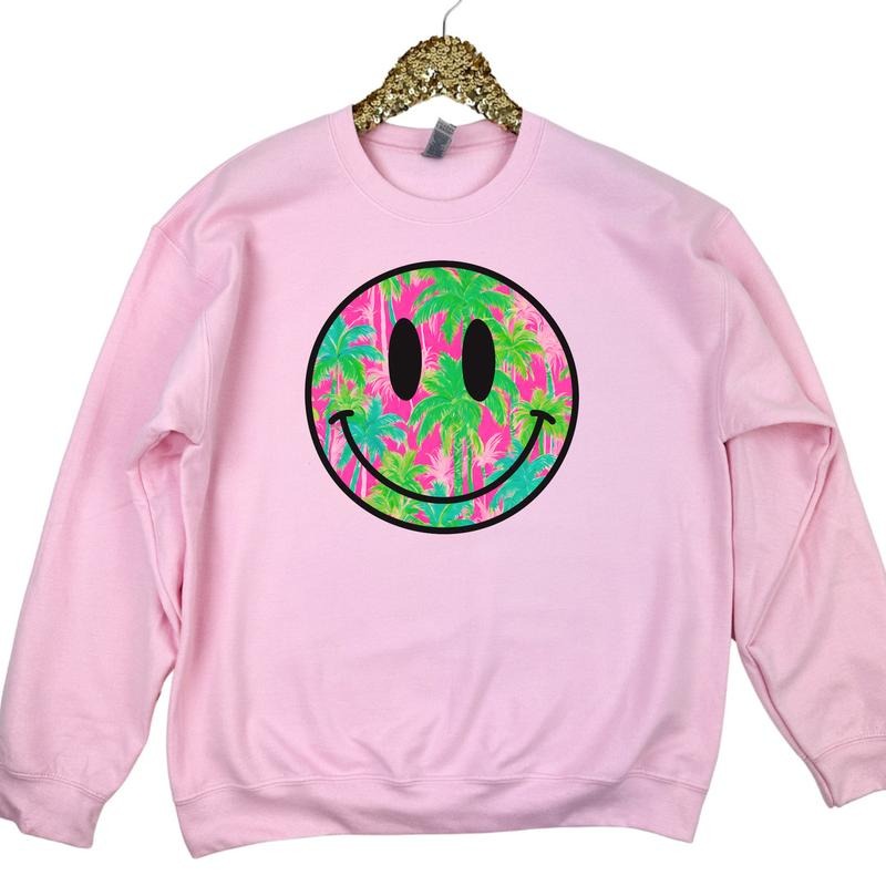 Palm Tree Happy Face Sweatshirt 'NLB' T-Shirts, Hoodie | HypeCrazeTee.com