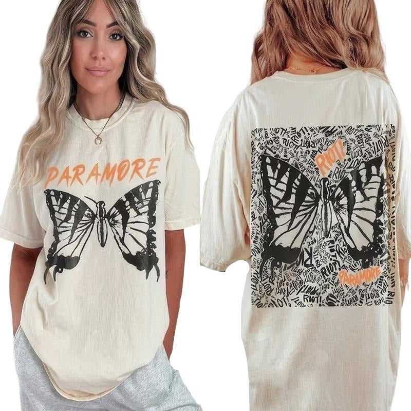 Paramore Tour T-Shirt with Doodles  2-Sided Collection Cotton Top Hoodie, Sweatshirt | HypeCrazeTee.com