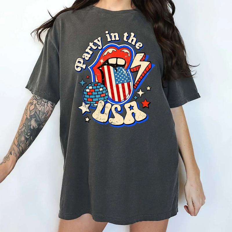 Party In The USA Shirt, Funny 4th Of July Tee, Independence Day Graphic Vintage Printed Tee, Sassy Girl Tee, Patriotic...