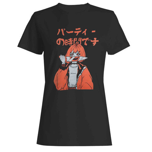 Party Time Peach Anime Cute Girl Large Women's T-Shirt Tee