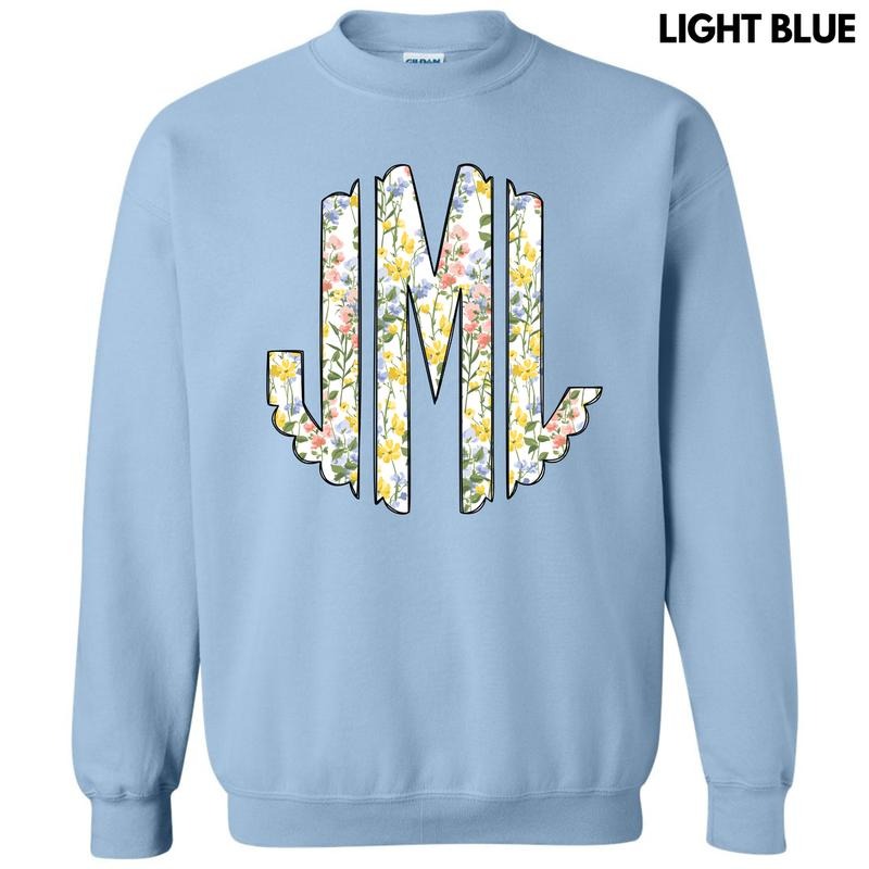 Pastel Blooms Monogram Sweatshirt 'NLB' T-Shirts, Hoodie | HypeCrazeTee.com
