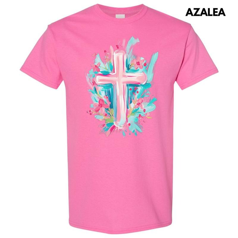 Pastel Brushstroke Cross Gildan Short Sleeve T-Shirt 'NLB' Hoodie, Sweatshirt | HypeCrazeTee.com